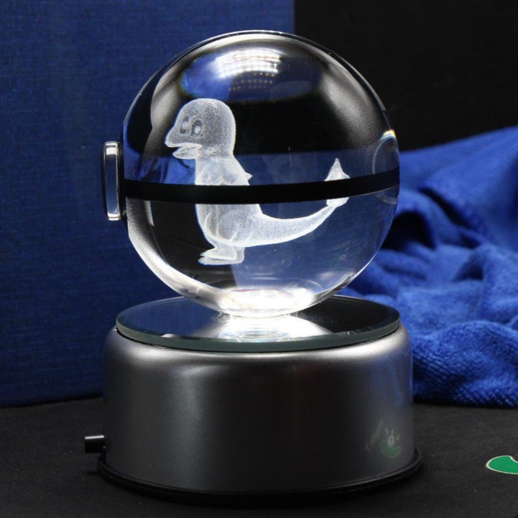 Charmander Large Crystal Pokeball 3D Laser Engraving