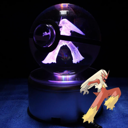 Blaziken Large Crystal Pokeball 3D Laser Engraving