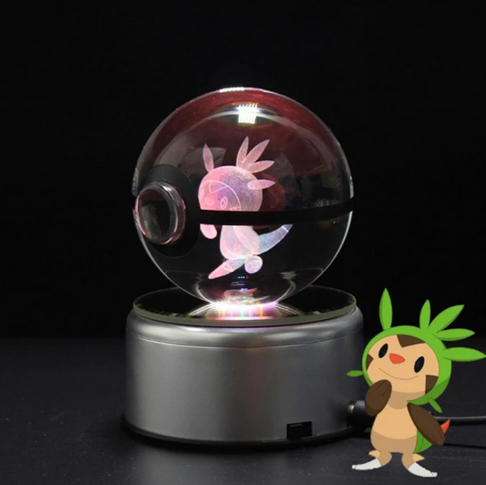 Chespin Large Crystal Pokeball 3D Laser Engraving