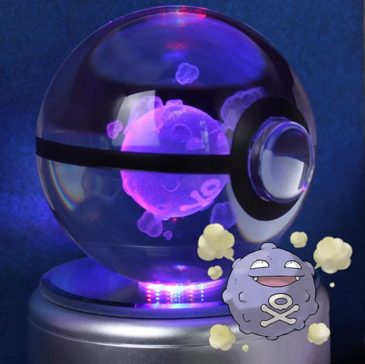 Koffing Large Crystal Pokeball 3D Laser Engraving