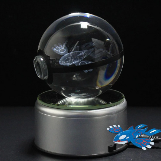 Kyogre Large Crystal Pokeball 3D Laser Engraving