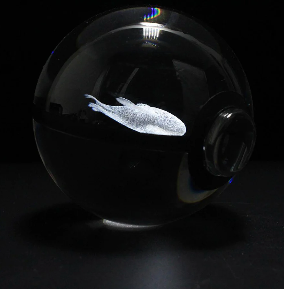 Kyogre Large Crystal Pokeball 3D Laser Engraving