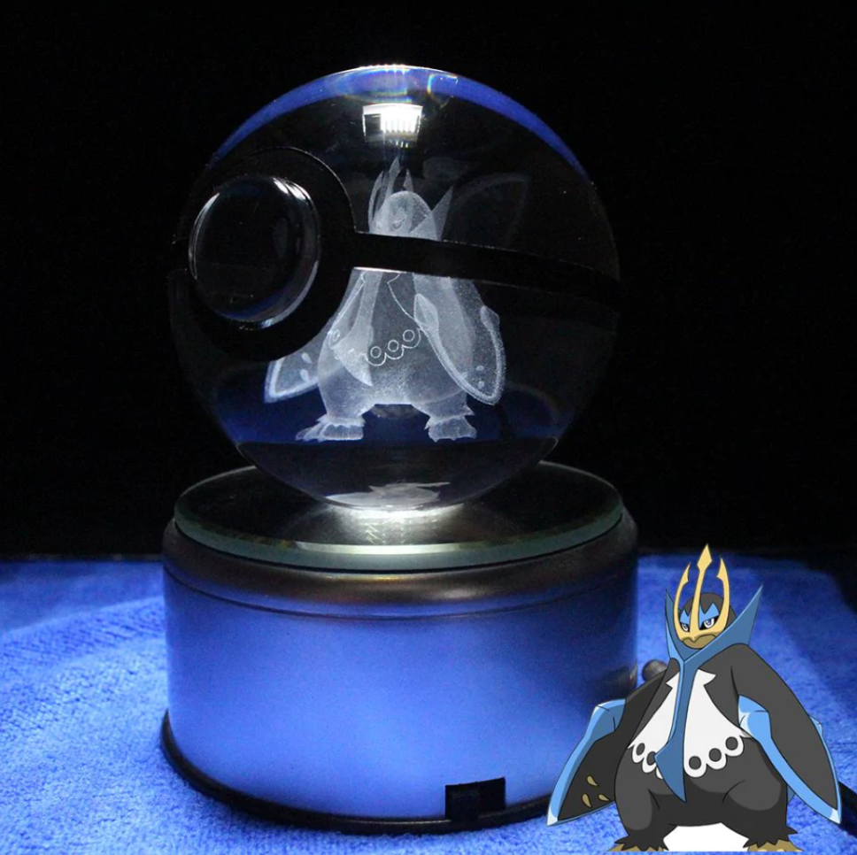 Empoleon Large Crystal Pokeball 3D Laser Engraving – Crystal PokeVerse