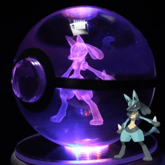 Lucario Large Crystal Pokeball 3D Laser Engraving