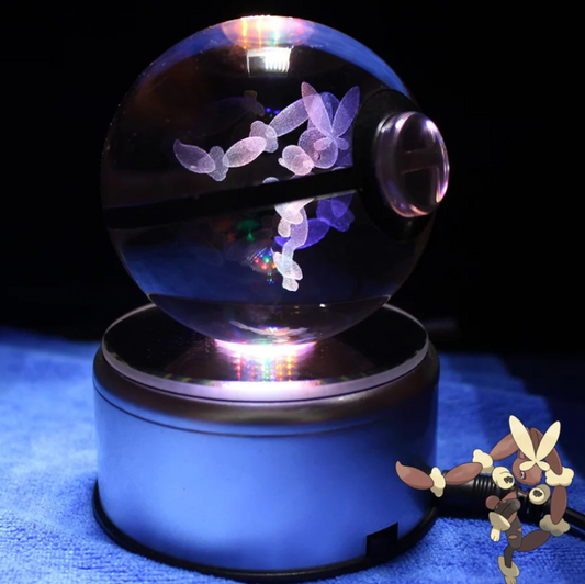 Lopunny Large Crystal Pokeball 3D Laser Engraving