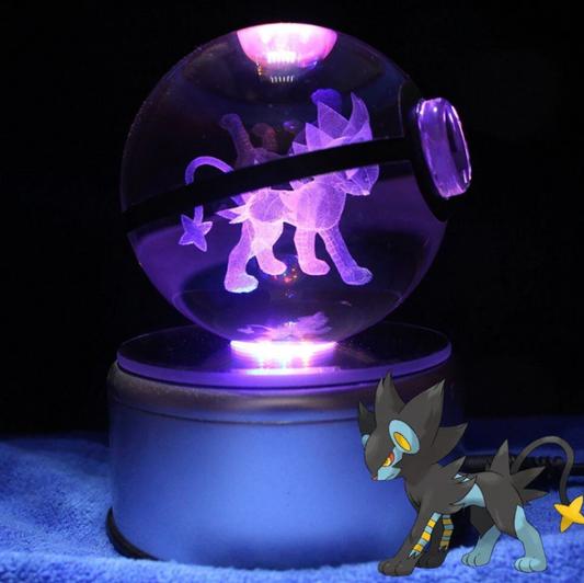 Luxray Large Crystal Pokeball 3D Laser Engraving