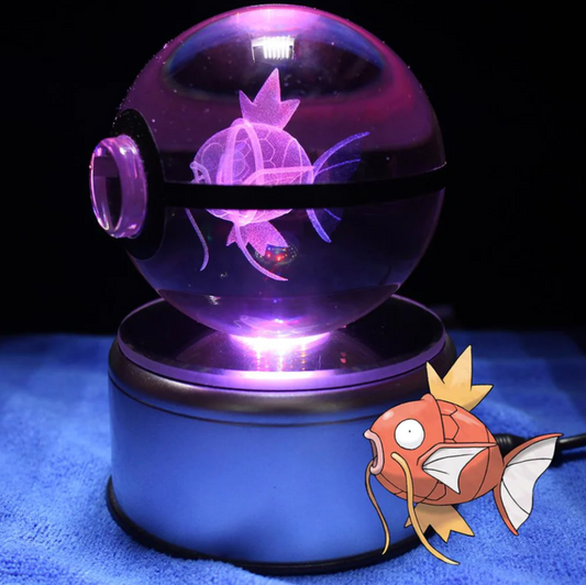 Magikarp Large Crystal Pokeball 3D Laser Engraving