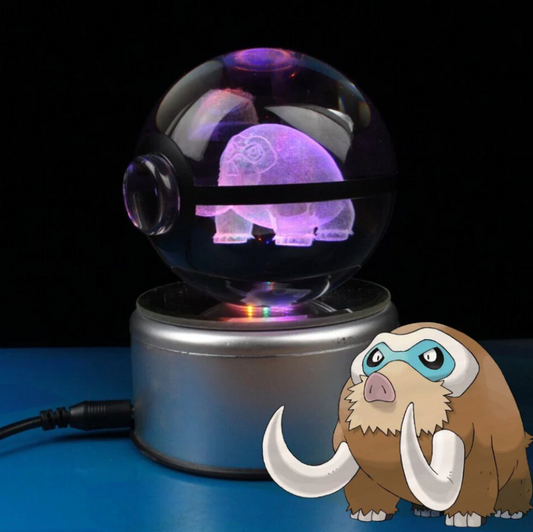 Mamoswine Large Crystal Pokeball 3D Laser Engraving