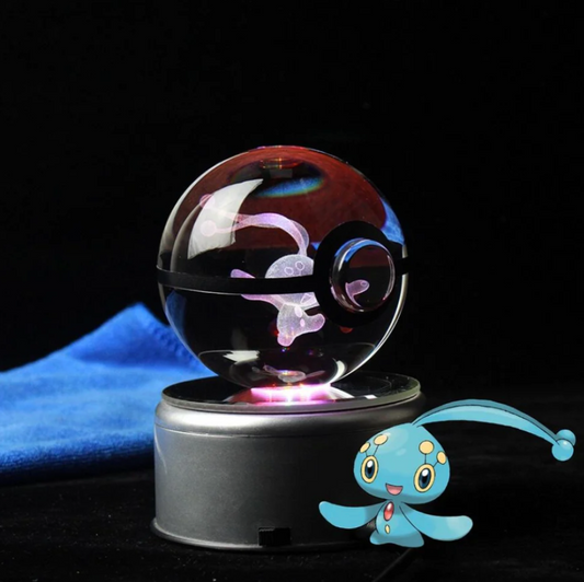 Manaphy Large Crystal Pokeball 3D Laser Engraving