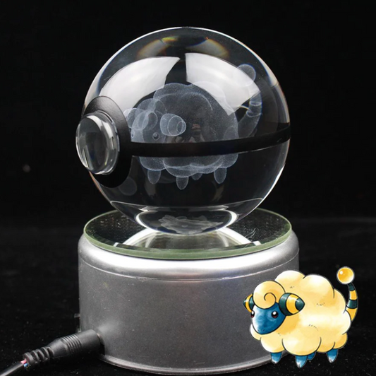 Mareep Large Crystal Pokeball 3D Laser Engraving