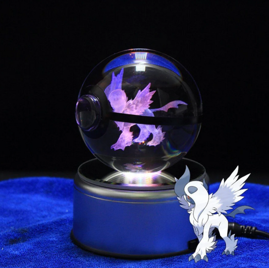 Mega Absol Large Crystal Pokeball 3D Laser Engraving