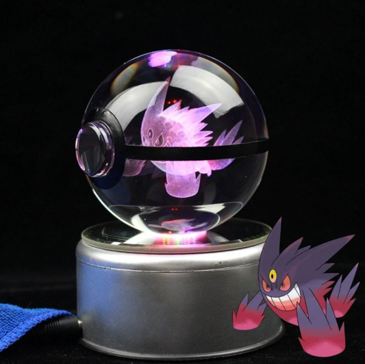 Mega Gengar Large Crystal Pokeball 3D Laser Engraving