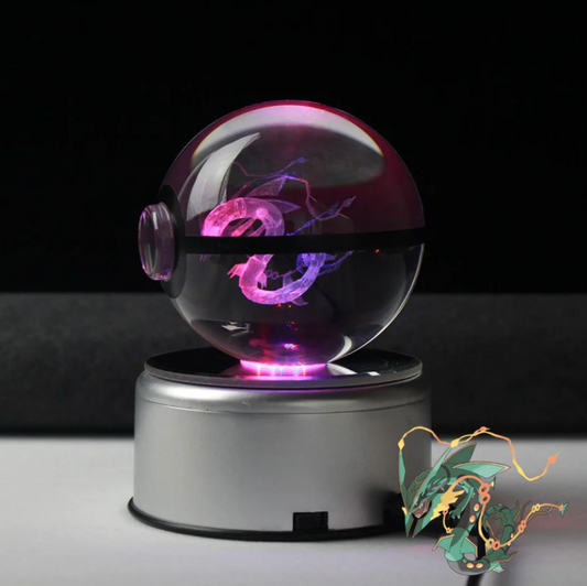 Mega Rayquaza Large Crystal Pokeball 3D Laser Engraving