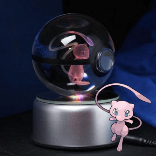 Mew Large Crystal Pokeball 3D Laser Engraving