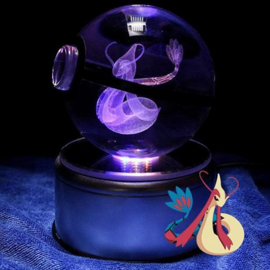 Milotic Large Crystal Pokeball 3D Laser Engraving