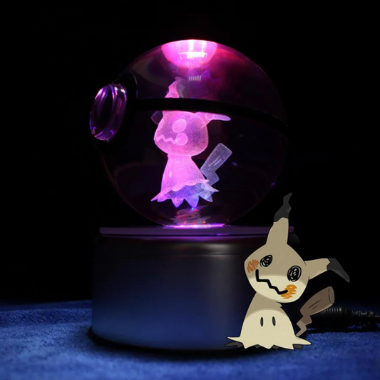 Mimikyu Large Crystal Pokeball 3D Laser Engraving