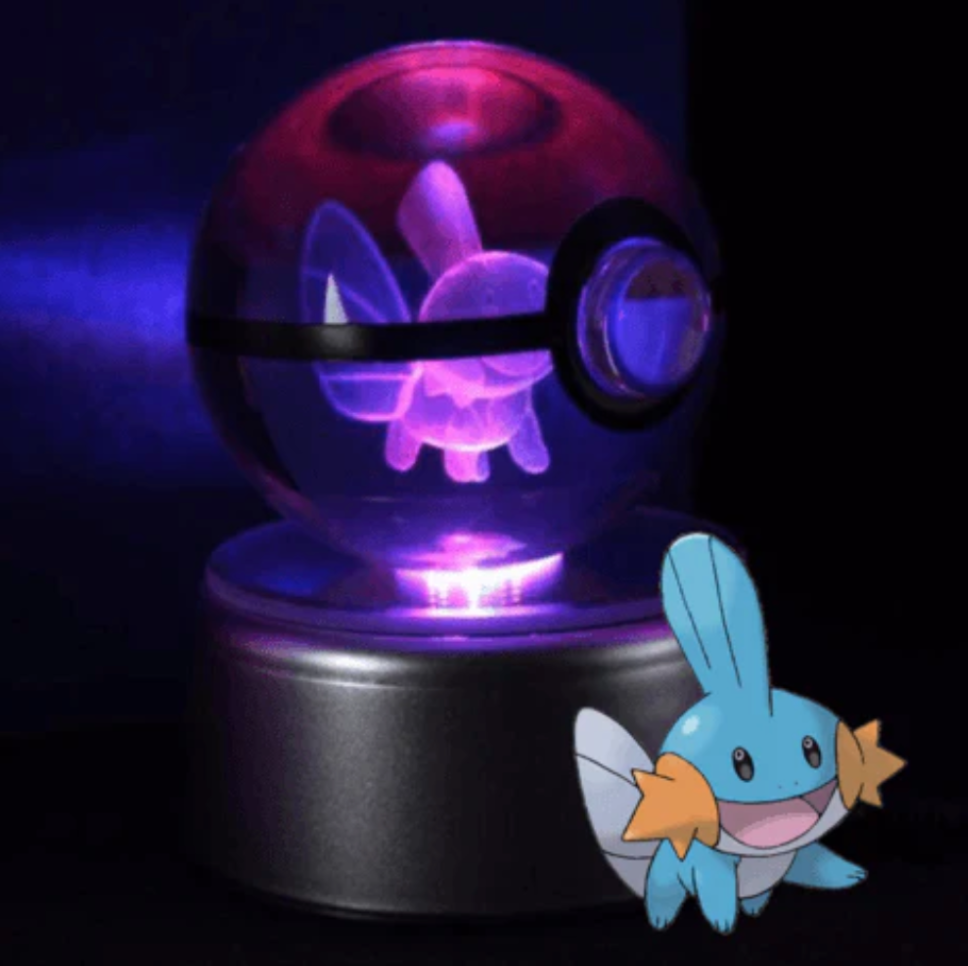 Mudkip Large Crystal Pokeball 3D Laser Engraving