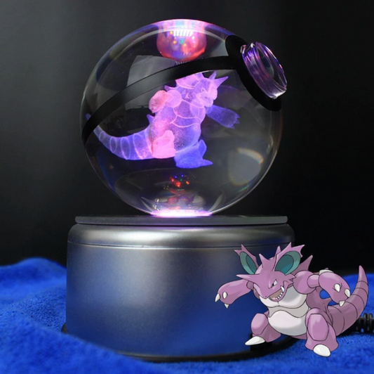 Nidoking Large Crystal Pokeball 3D Laser Engraving