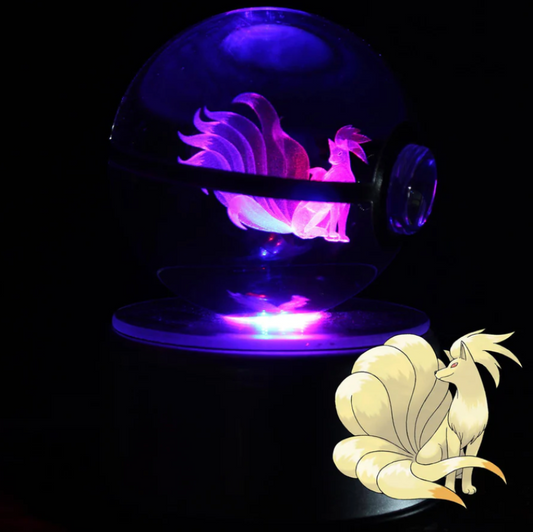 Ninetales Large Crystal Pokeball 3D Laser Engraving