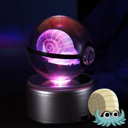 Omanyte Large Crystal Pokeball 3D Laser Engraving