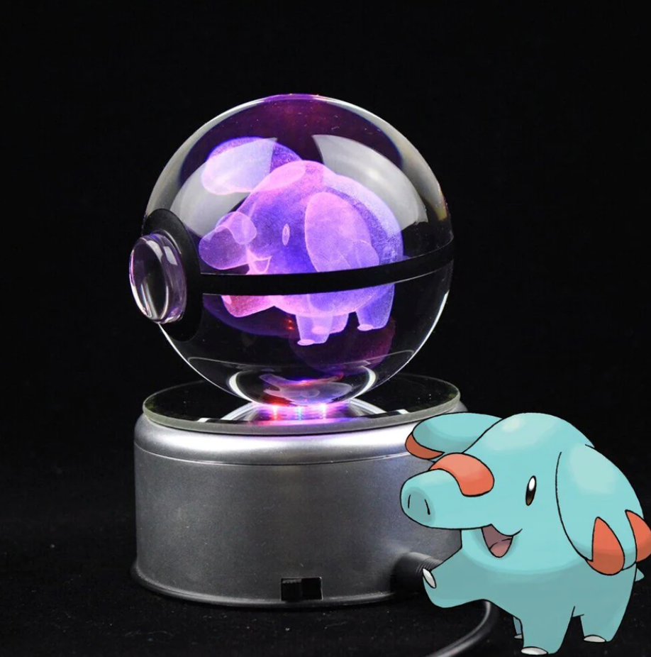 Phanpy Large Crystal Pokeball 3D Laser Engraving