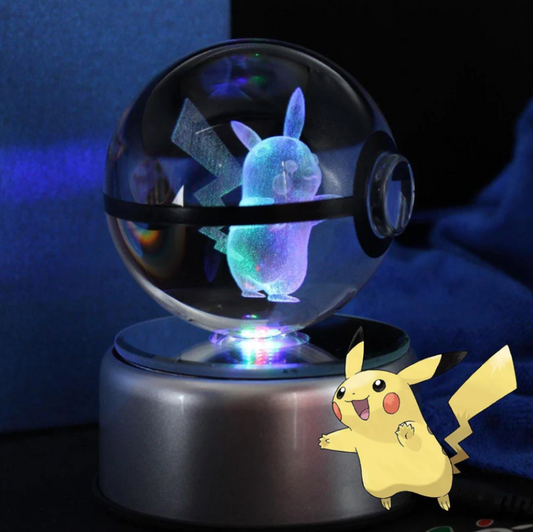 Pikachu Large Crystal Pokeball 3D Laser Engraving