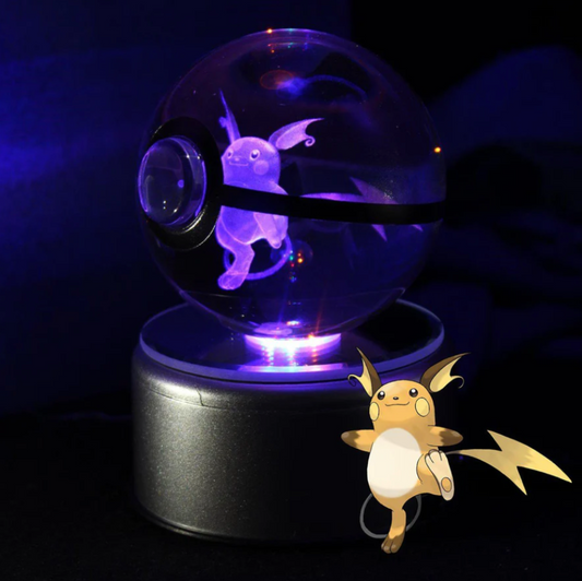 Raichu Large Crystal Pokeball 3D Laser Engraving