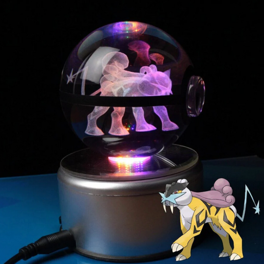 Raikou Large Crystal Pokeball 3D Laser Engraving