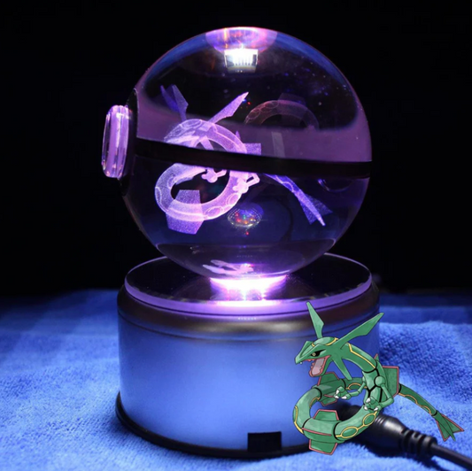 Rayquaza Large Crystal Pokeball 3D Laser Engraving