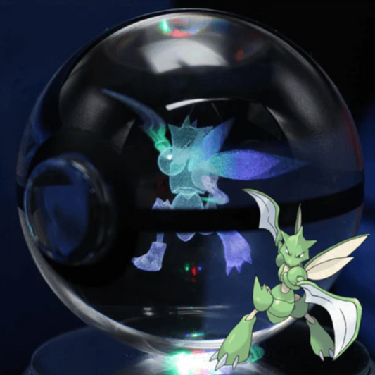 Scyther Large Crystal Pokeball 3D Laser Engraving