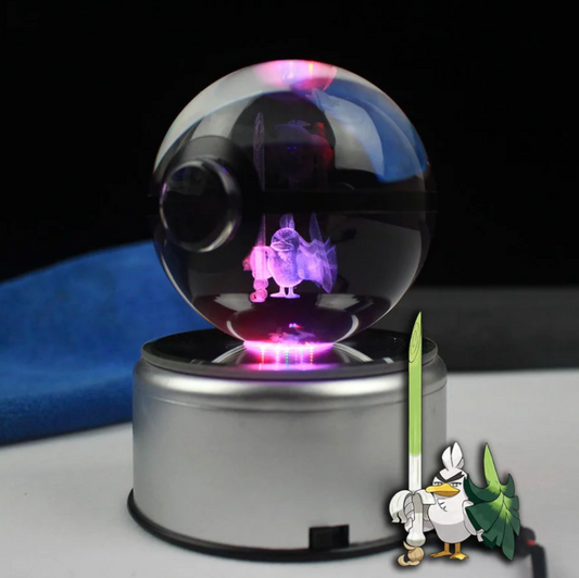 Sirfetchd Large Crystal Pokeball 3D Laser Engraving