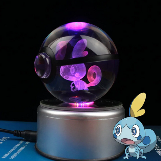 Sobble Large Crystal Pokeball 3D Laser Engraving