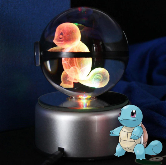 Squirtle Large Crystal Pokeball 3D Laser Engraving