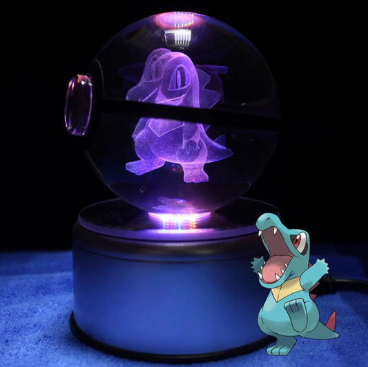 Totodile Large Crystal Pokeball 3D Laser Engraving