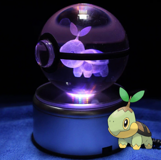 Turtwig Large Crystal Pokeball 3D Laser Engraving