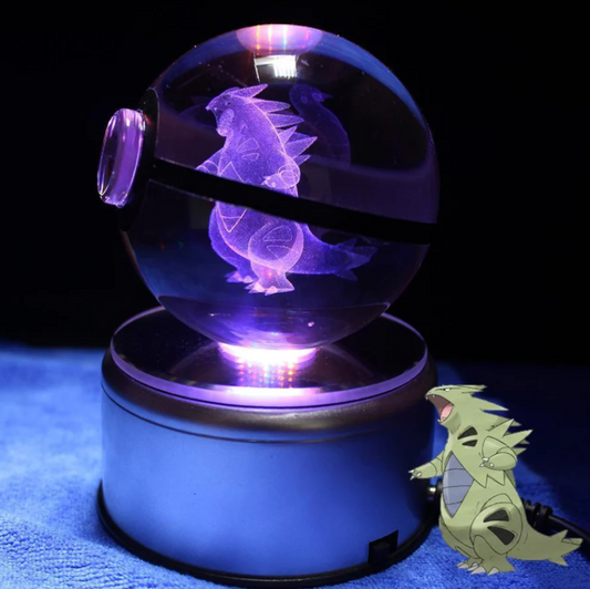 Tyranitar Large Crystal Pokeball 3D Laser Engraving