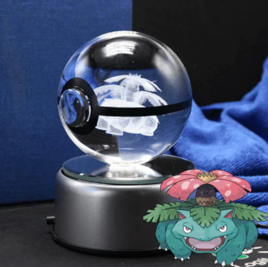 Venusaur Large Crystal Pokeball 3D Laser Engraving