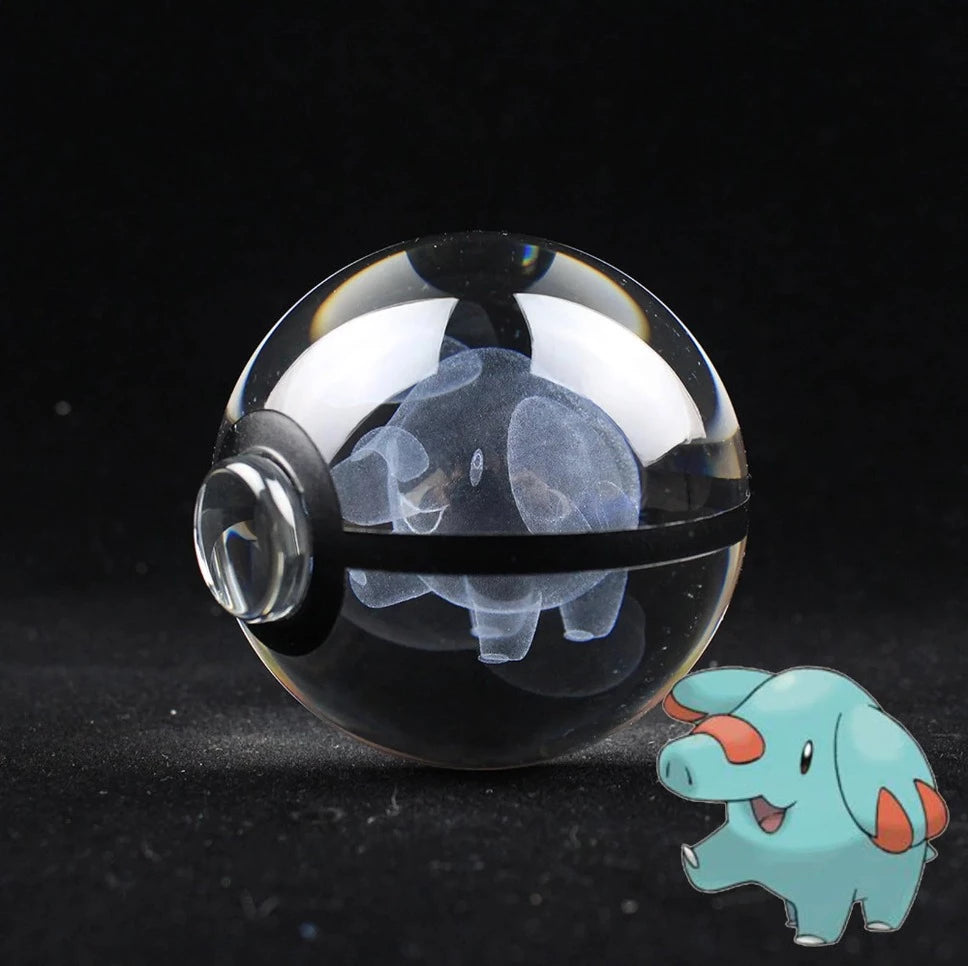 Phanpy Large Crystal Pokeball 3D Laser Engraving