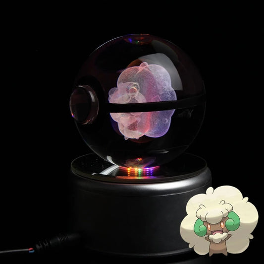 Whimsicott Large Crystal Pokeball 3D Laser Engraving