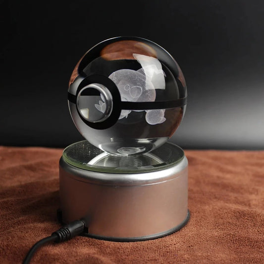 Hattrem Large Crystal Pokeball 3D Laser Engraving