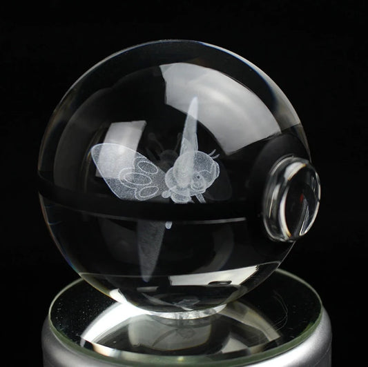 Ribombee Large Crystal Pokeball 3D Laser Engraving