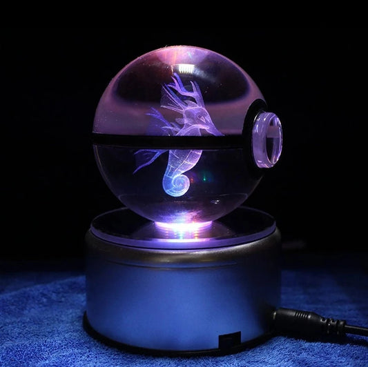 Kingdra Large Crystal Pokeball 3D Laser Engraving