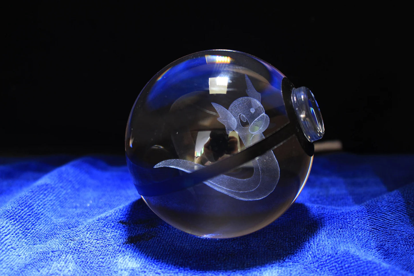 Dratini Large Crystal Pokeball 3D Laser Engraving