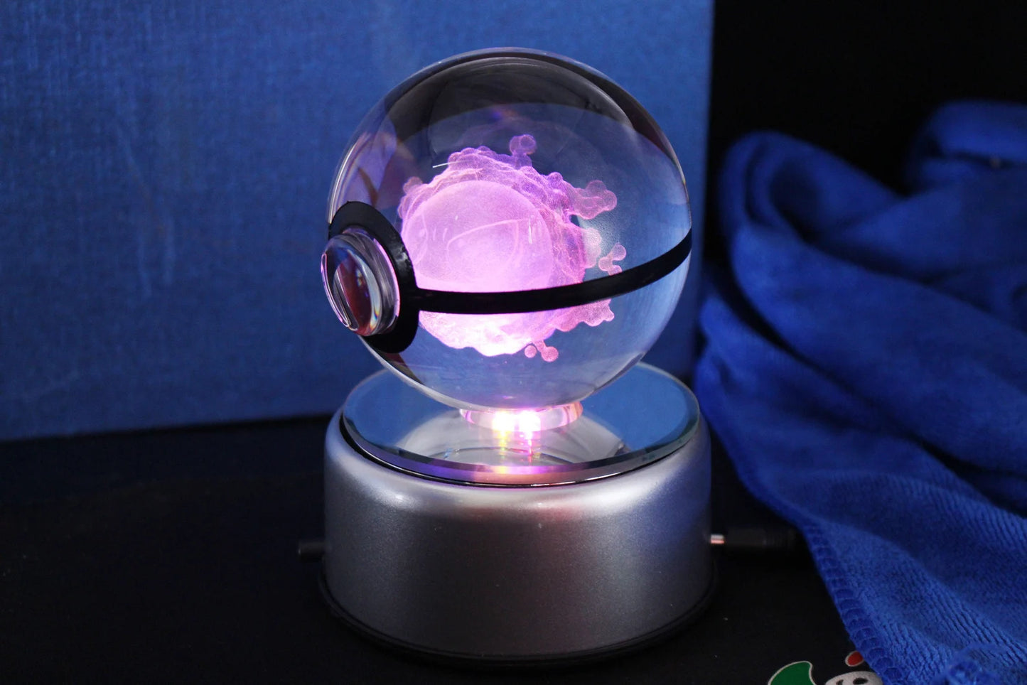 Gastly Large Crystal Pokeball 3D Laser Engraving