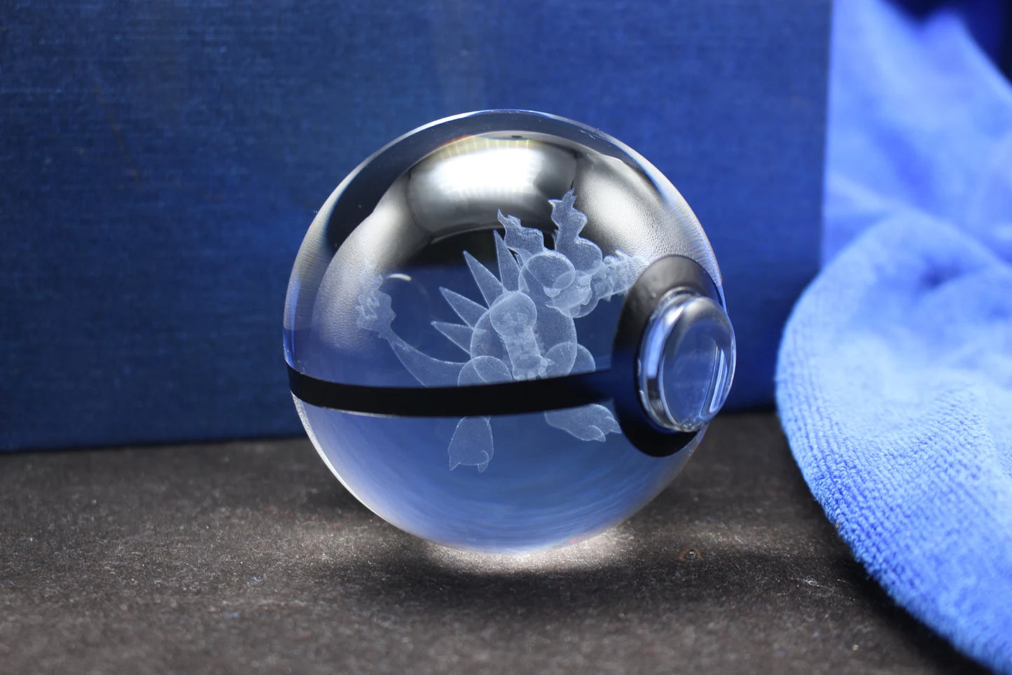Magmar Large Crystal Pokeball 3D Laser Engraving