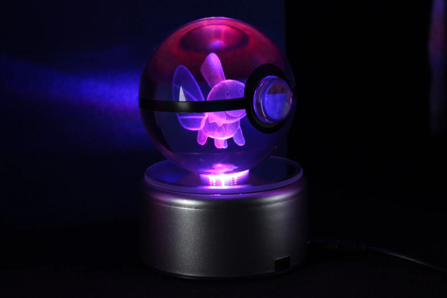 Mudkip Large Crystal Pokeball 3D Laser Engraving