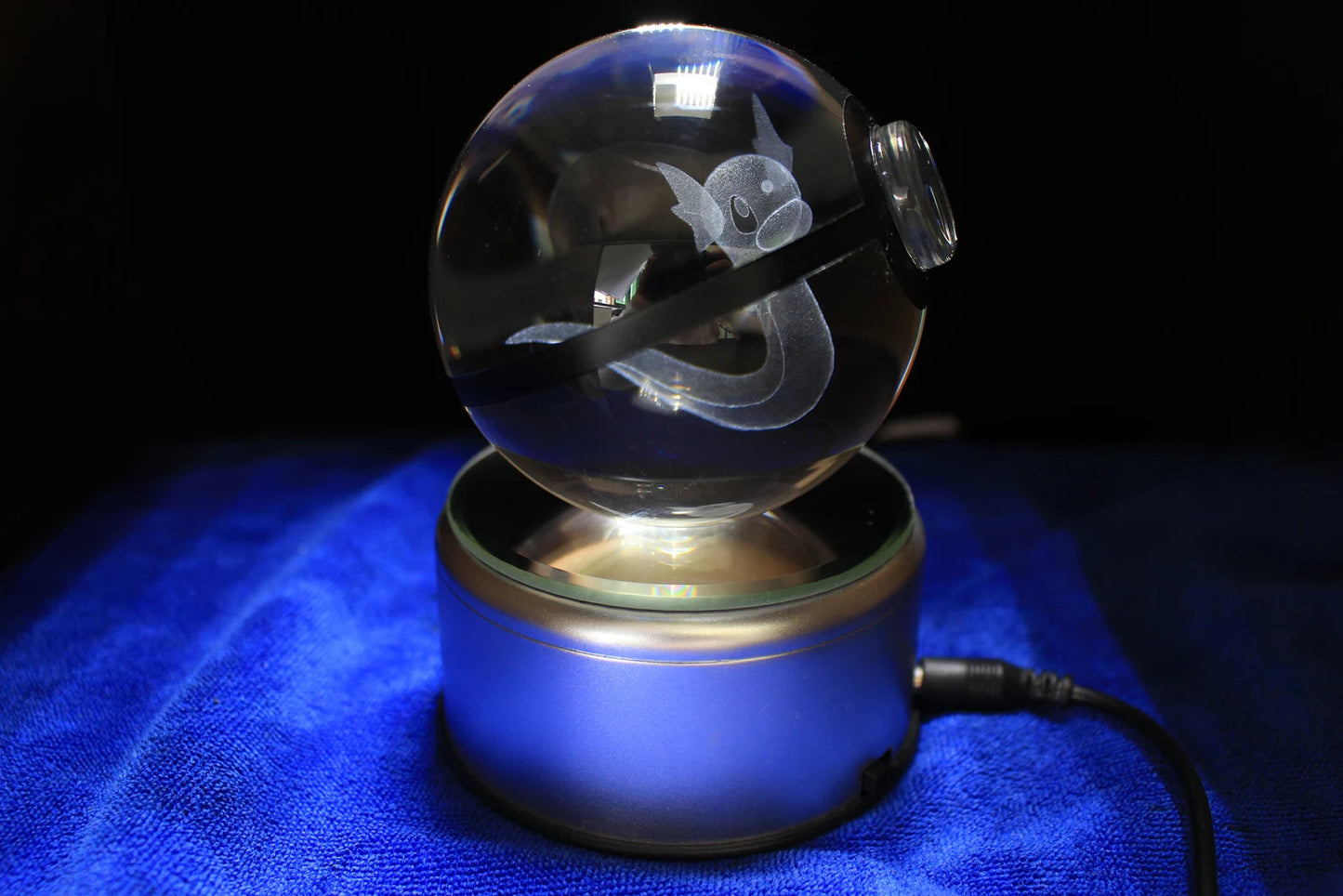 Dratini Large Crystal Pokeball 3D Laser Engraving