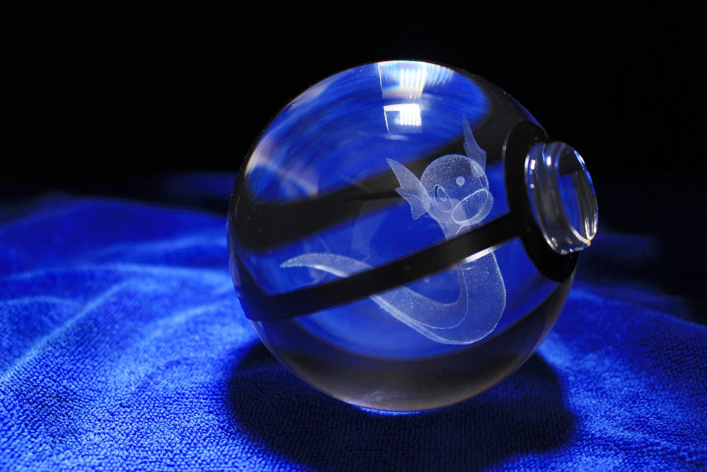 Dratini Large Crystal Pokeball 3D Laser Engraving