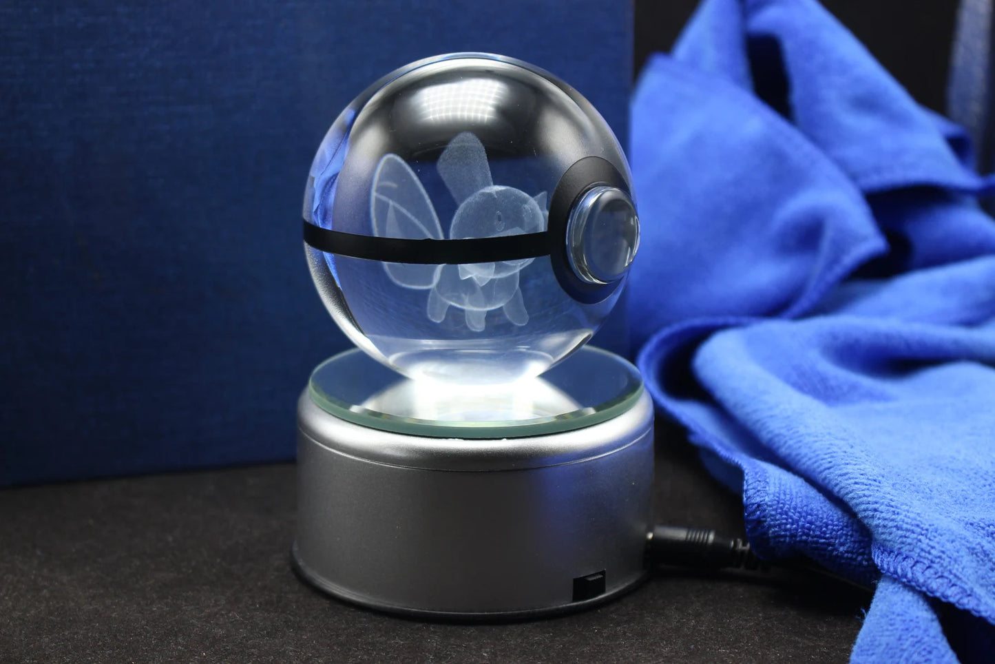 Mudkip Large Crystal Pokeball 3D Laser Engraving