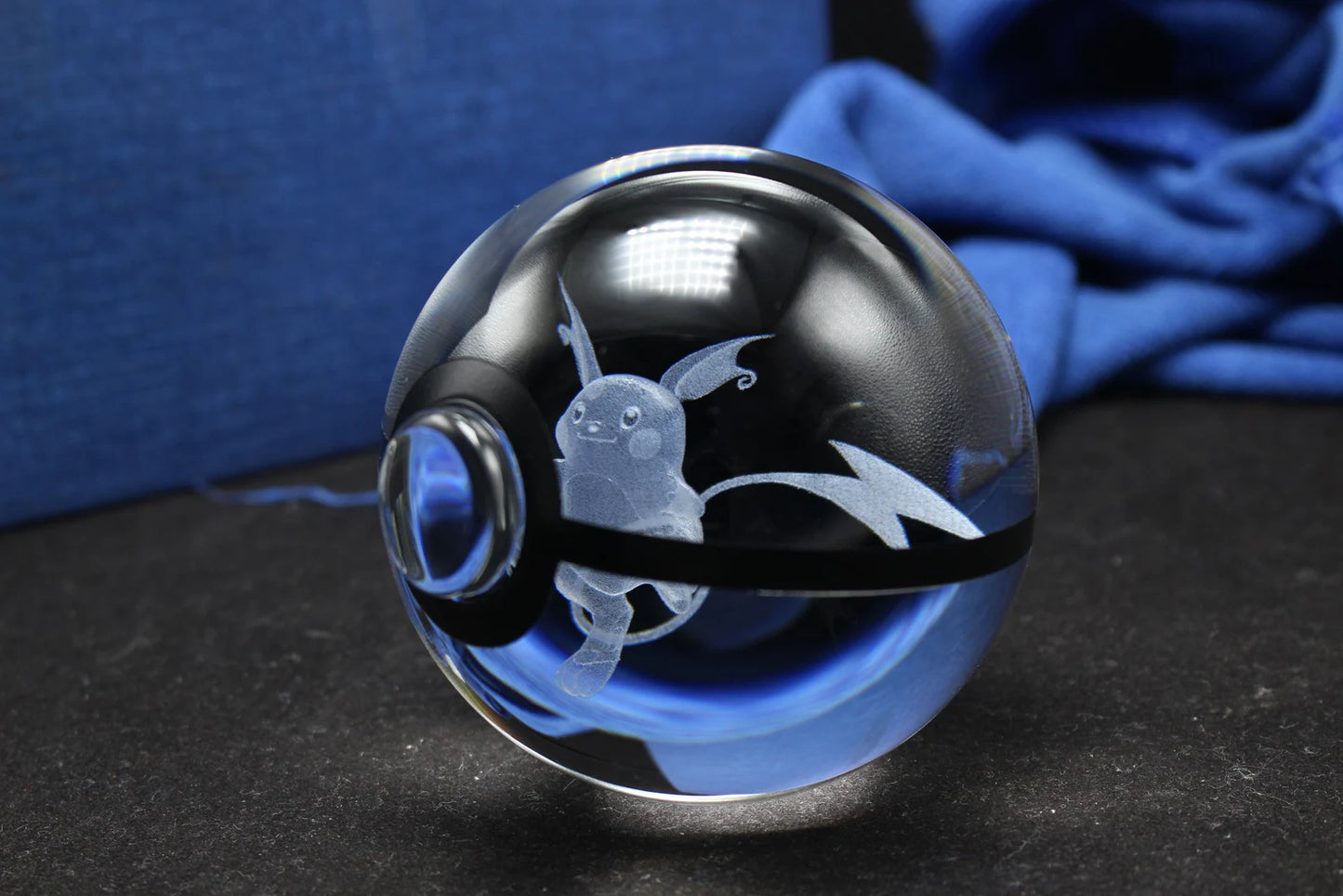 Raichu Large Crystal Pokeball 3D Laser Engraving